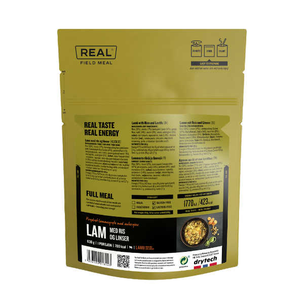Lamm mit Reis und Linsen – 693 kcal – Real Field Meal
